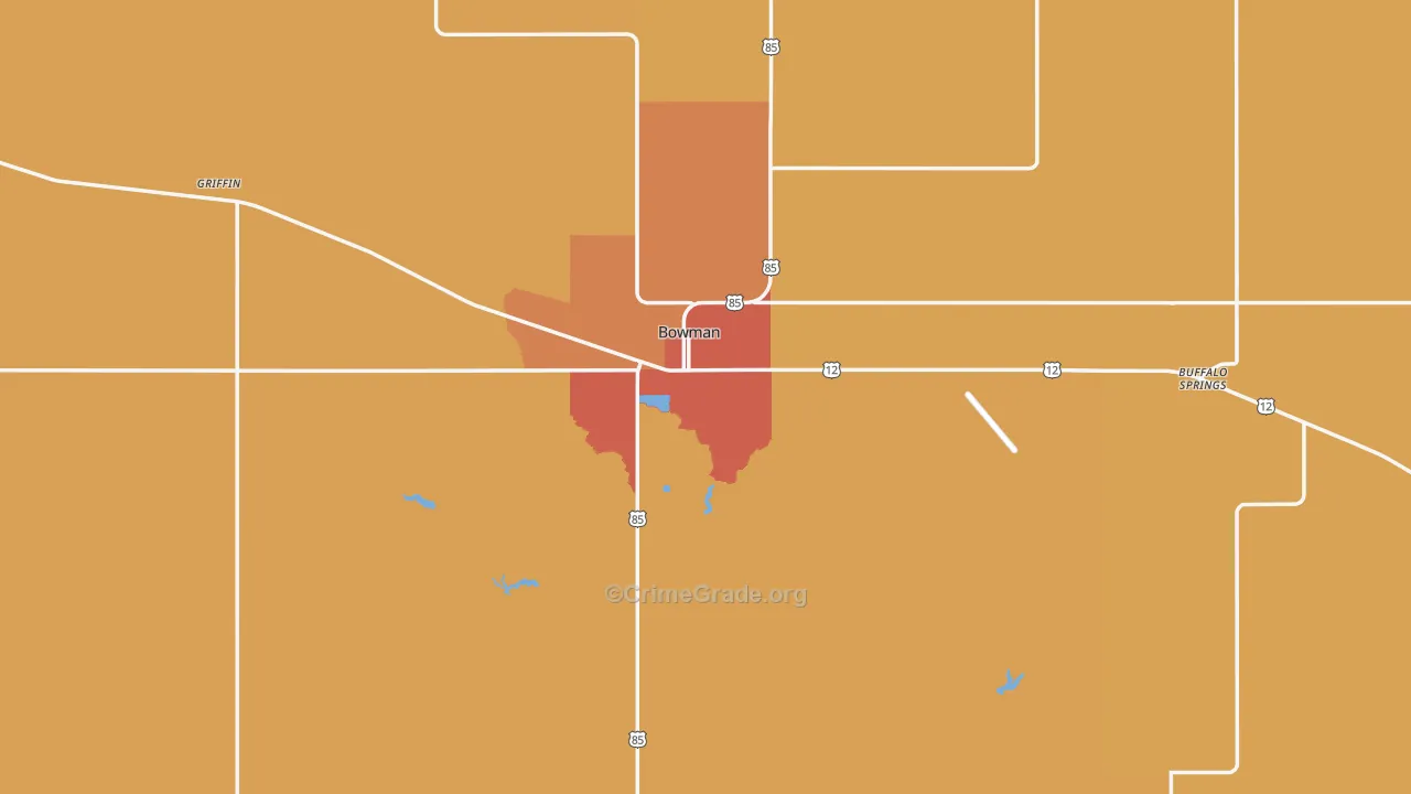 Bowman County, ND Map of Robbery Rates