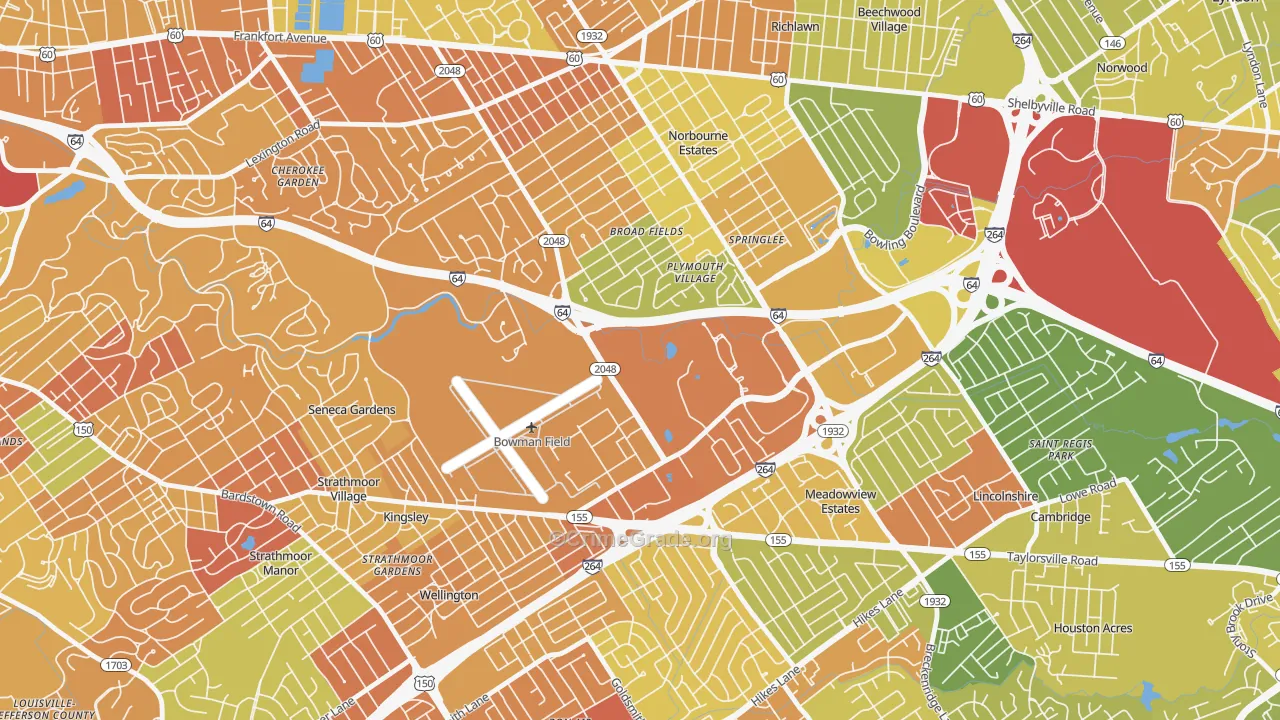 Bowman, Louisville, KY Map of Robbery Rates