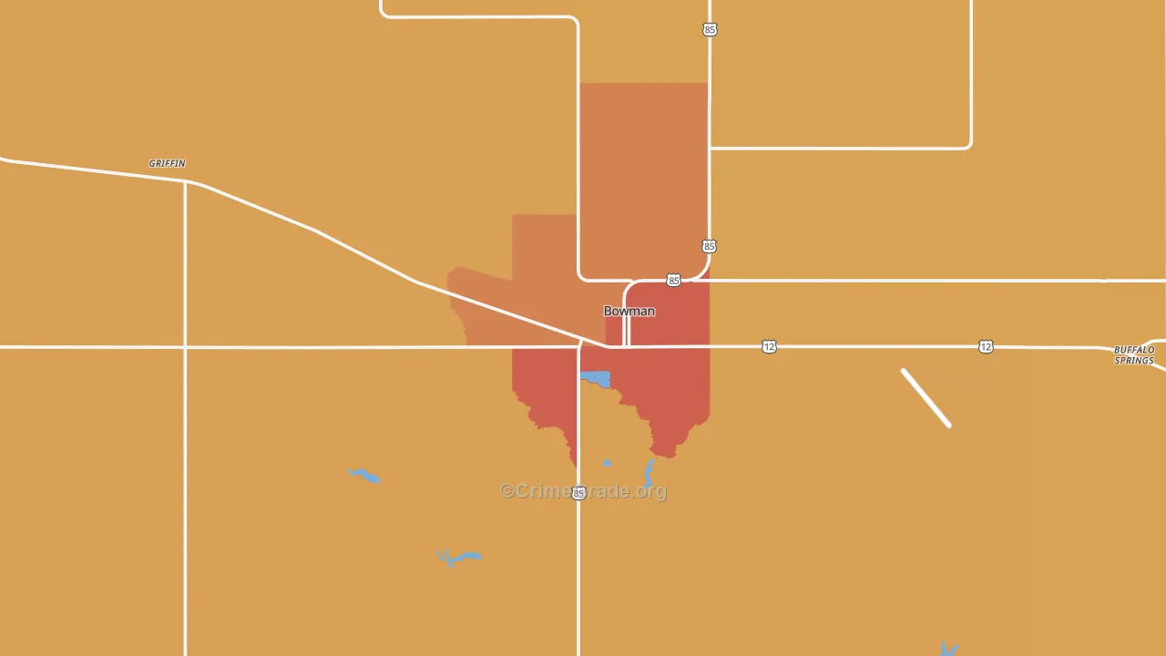 Bowman, ND Map of Robbery Rates