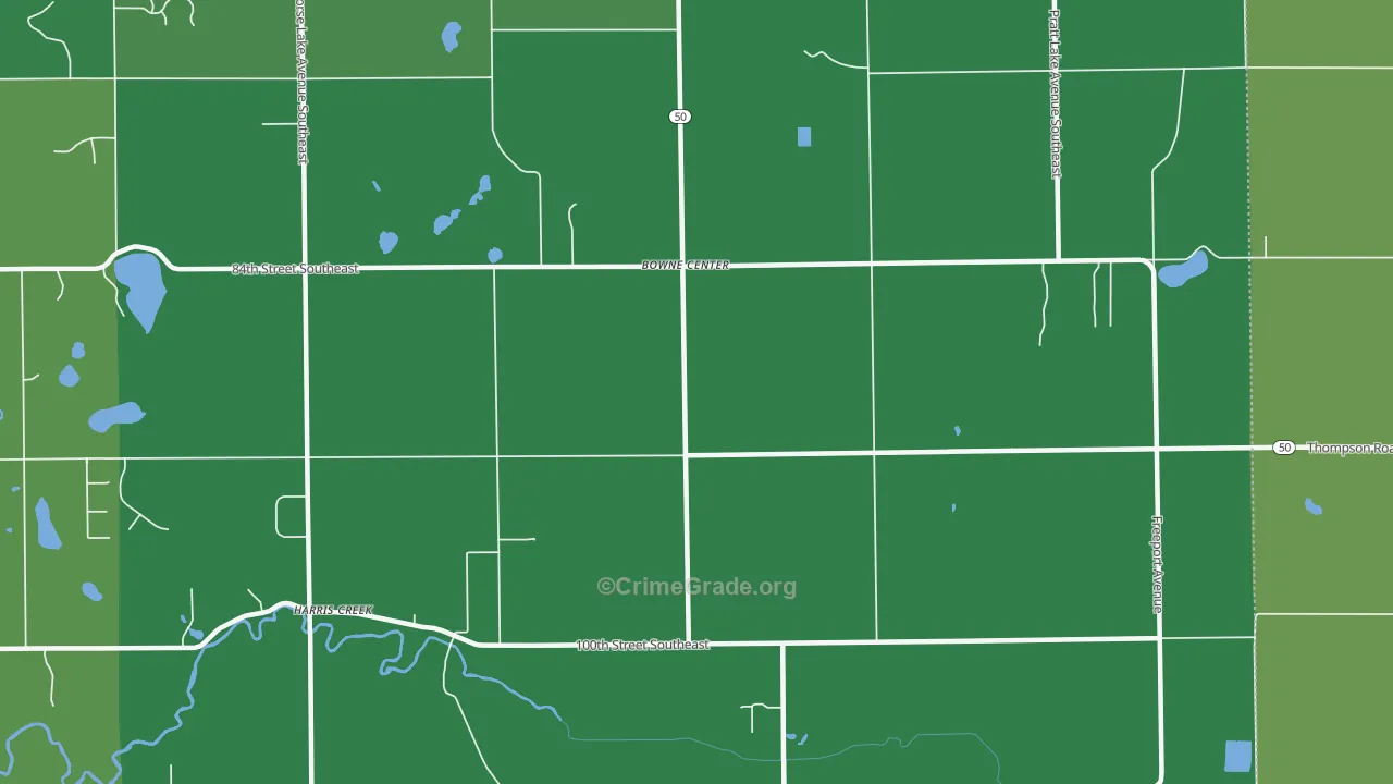 Bowne Center, MI Map of Robbery Rates