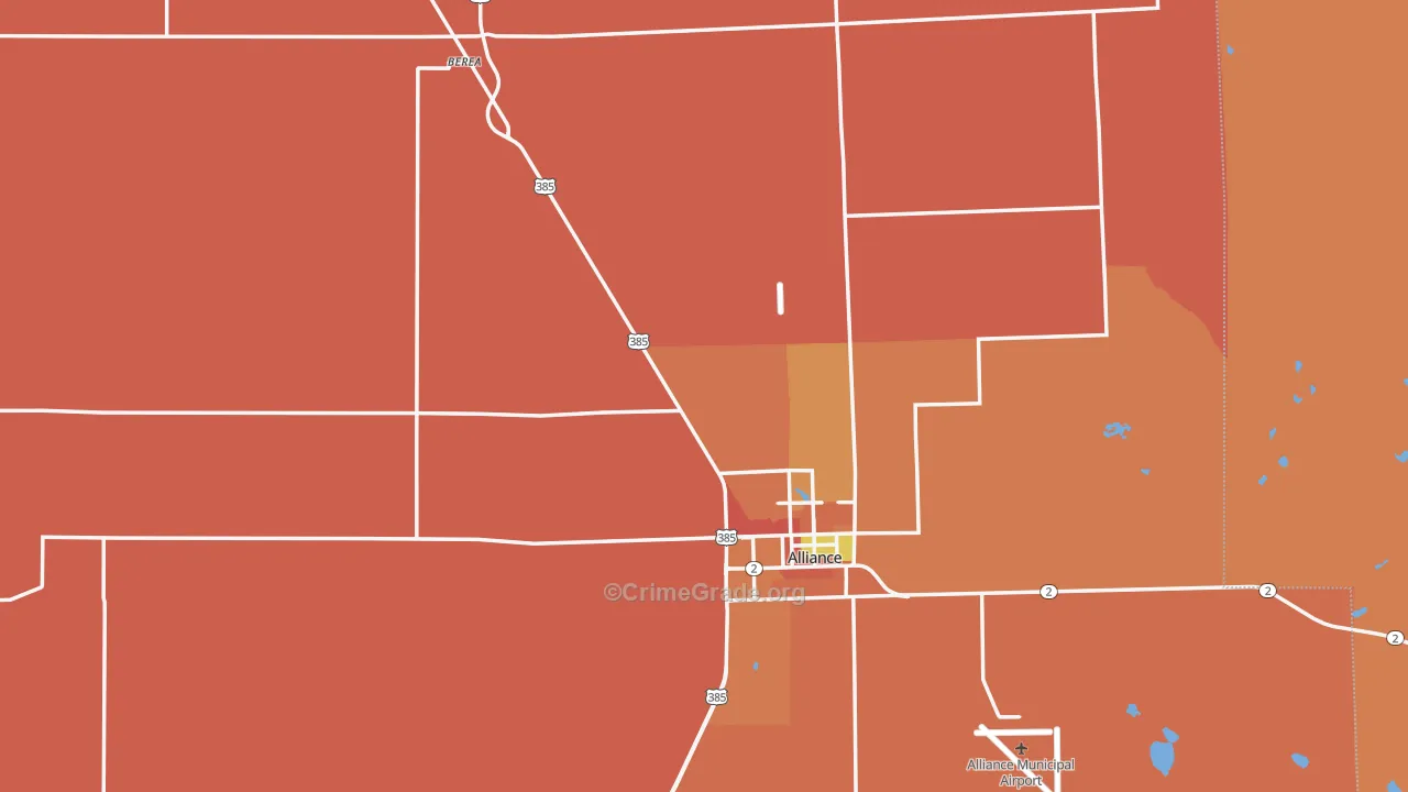Box Butte County, NE Map of Robbery Rates
