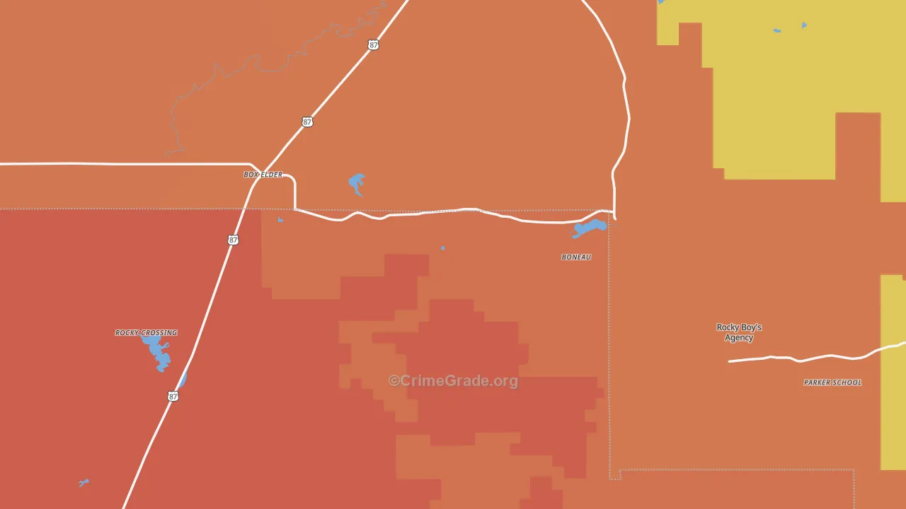 Box Elder, MT Map of Robbery Rates