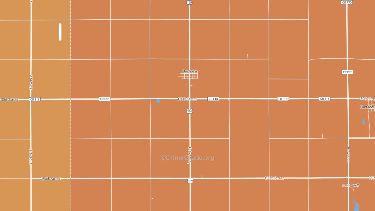 Boxholm, IA Map of Robbery Rates