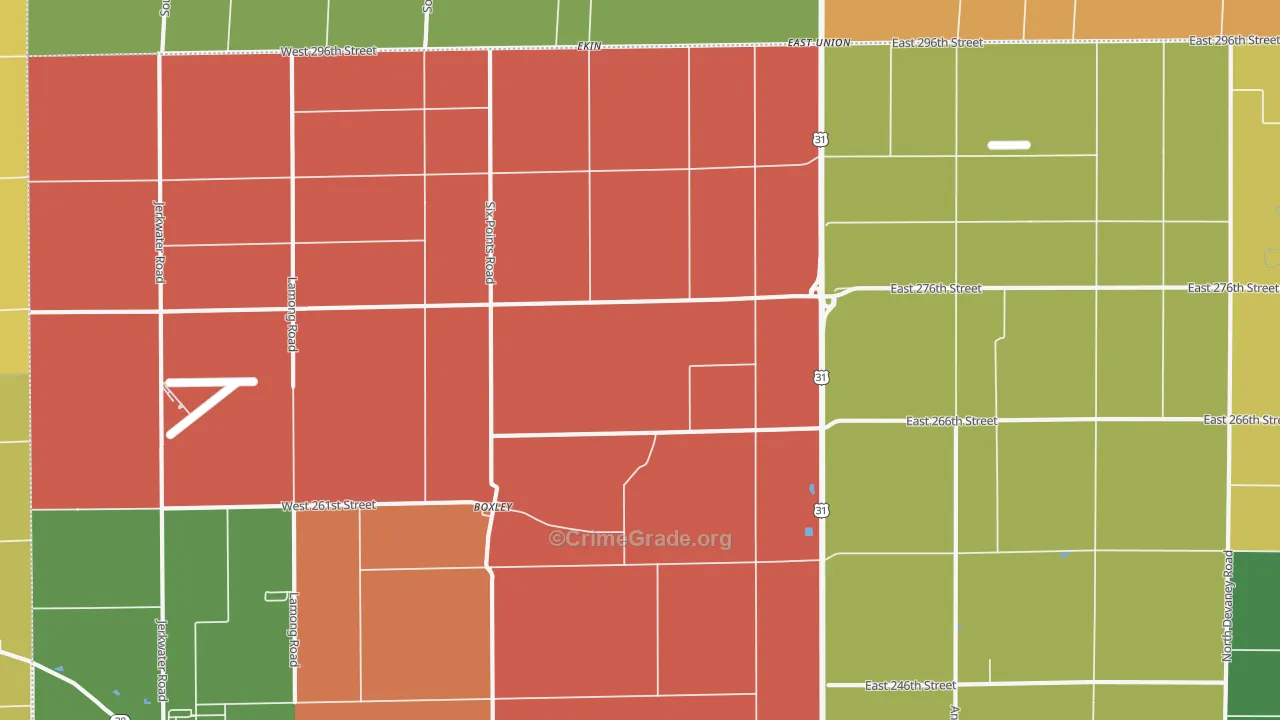 Boxley, IN Map of Robbery Rates