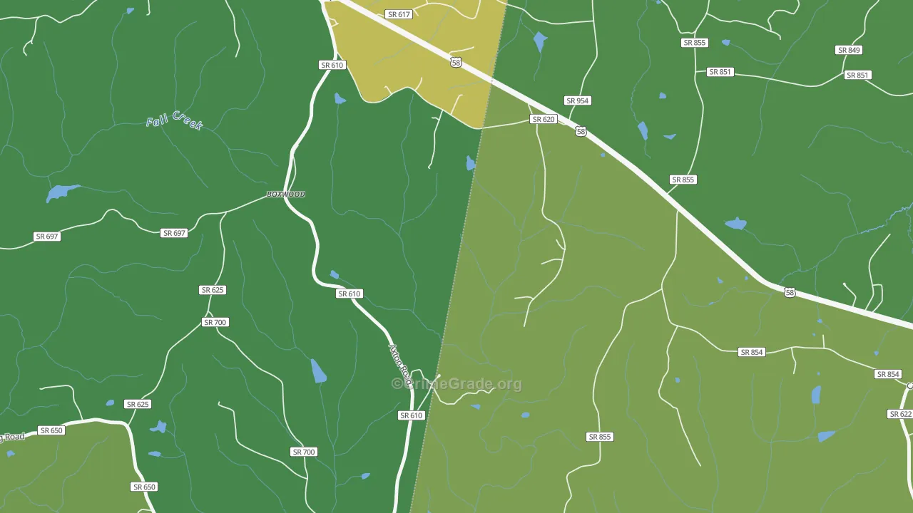 Boxwood, VA Map of Robbery Rates