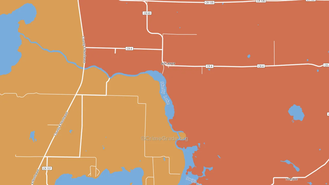 Boy River, MN Map of Robbery Rates