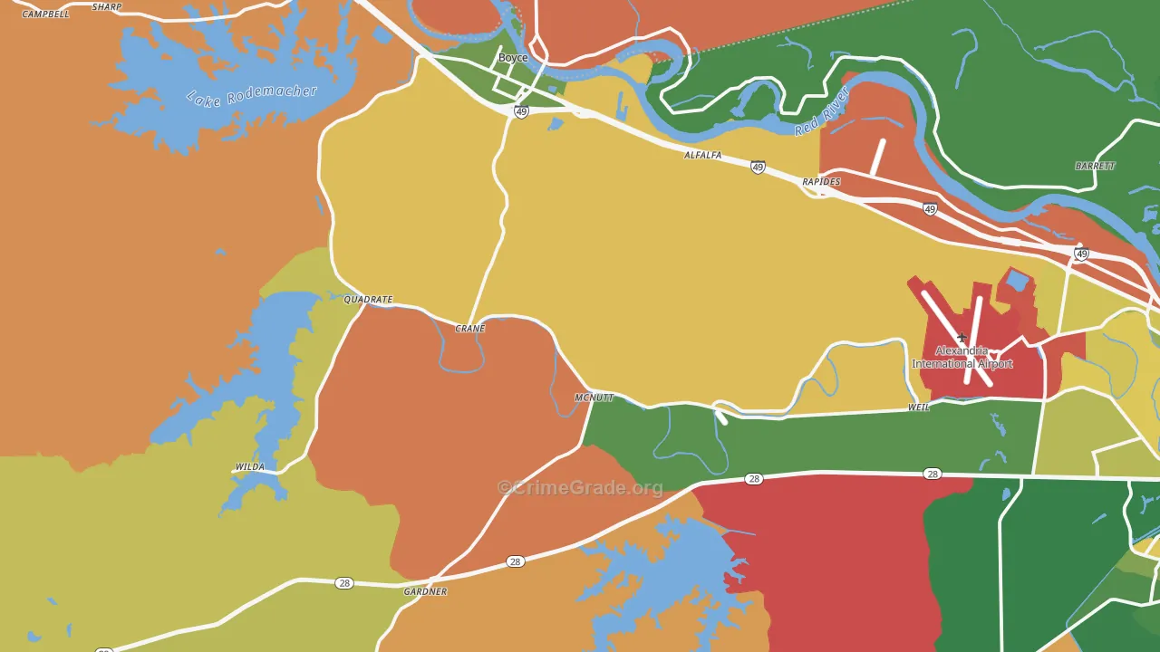 Boyce, LA Map of Robbery Rates