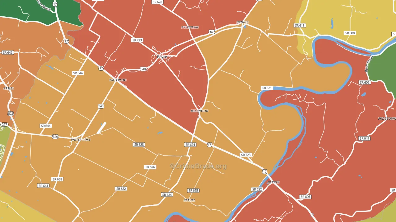 Boyce, VA Map of Robbery Rates
