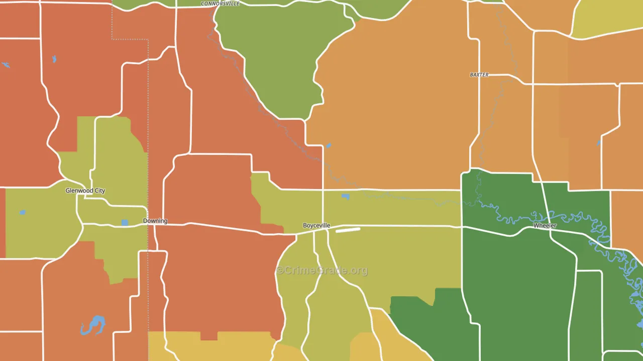 Boyceville, WI Map of Robbery Rates