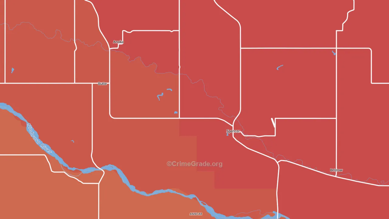 Boyd County, NE Map of Robbery Rates