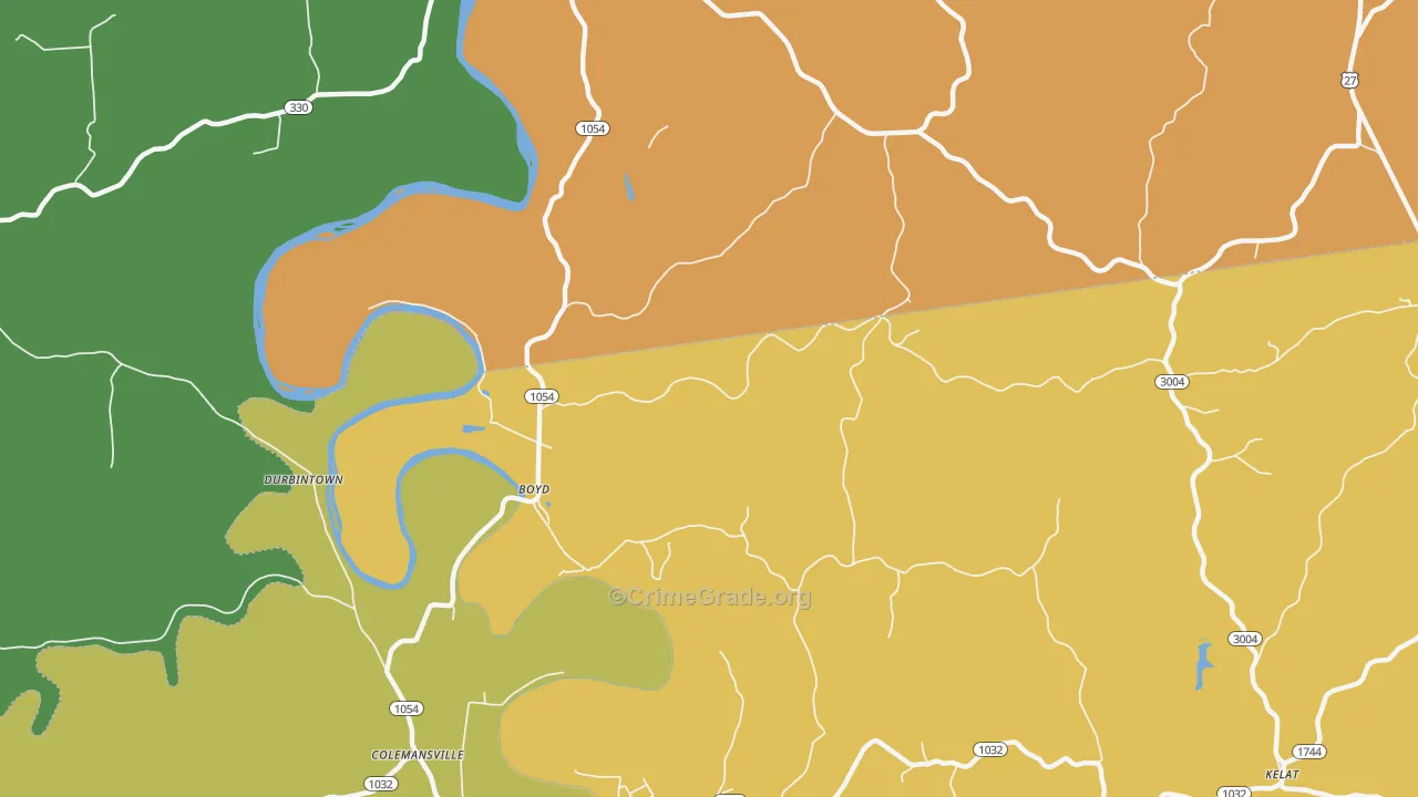 Boyd, KY Map of Robbery Rates