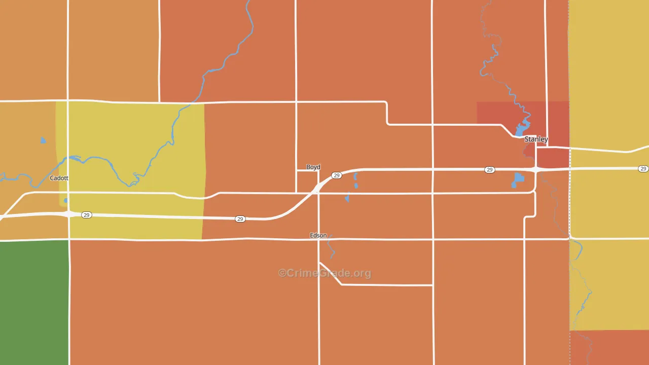 Boyd, WI Map of Robbery Rates