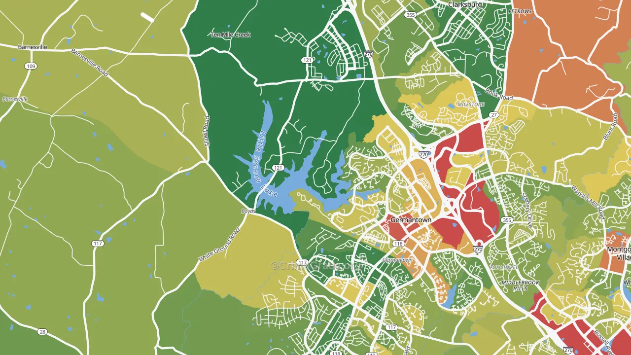 Boyds, MD Map of Robbery Rates