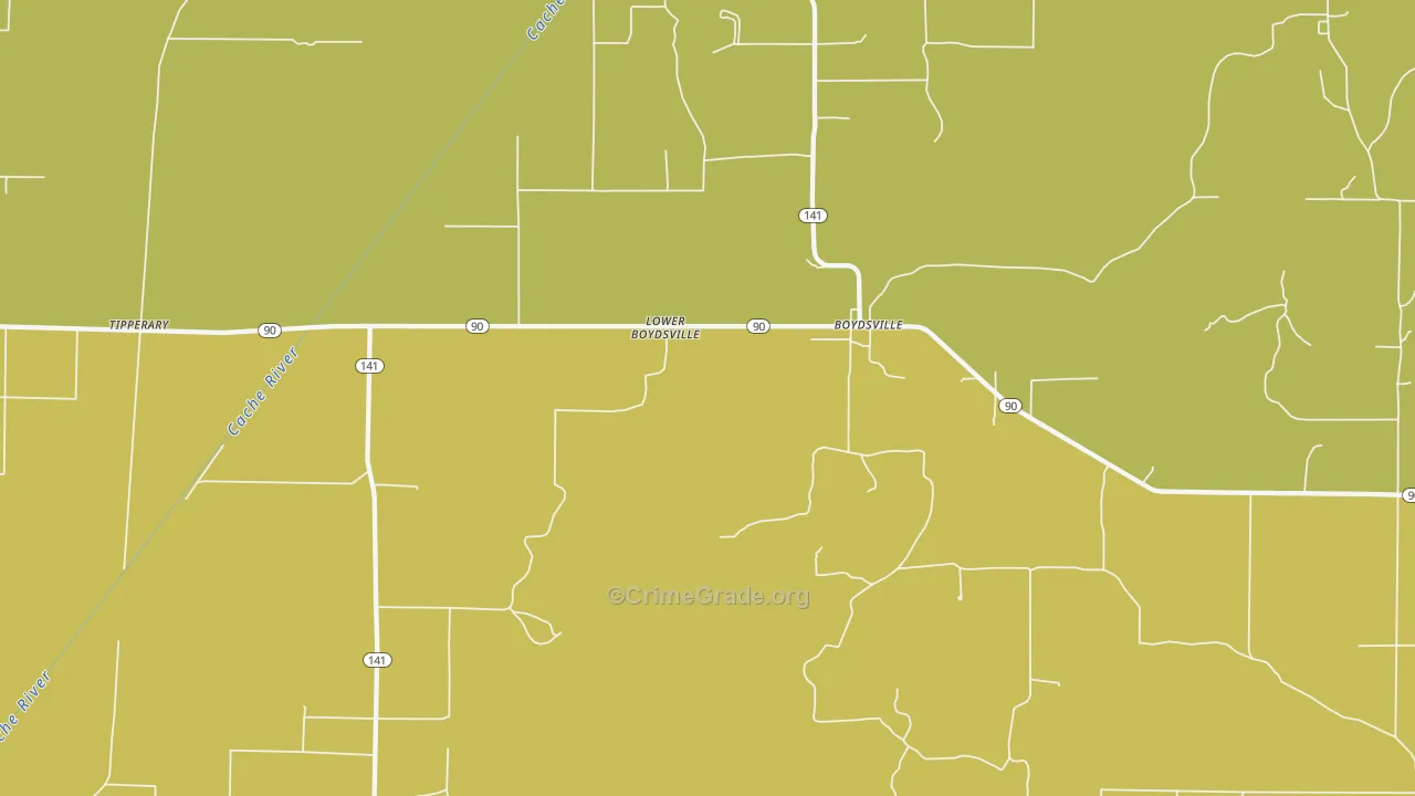 Boydsville, AR Map of Robbery Rates
