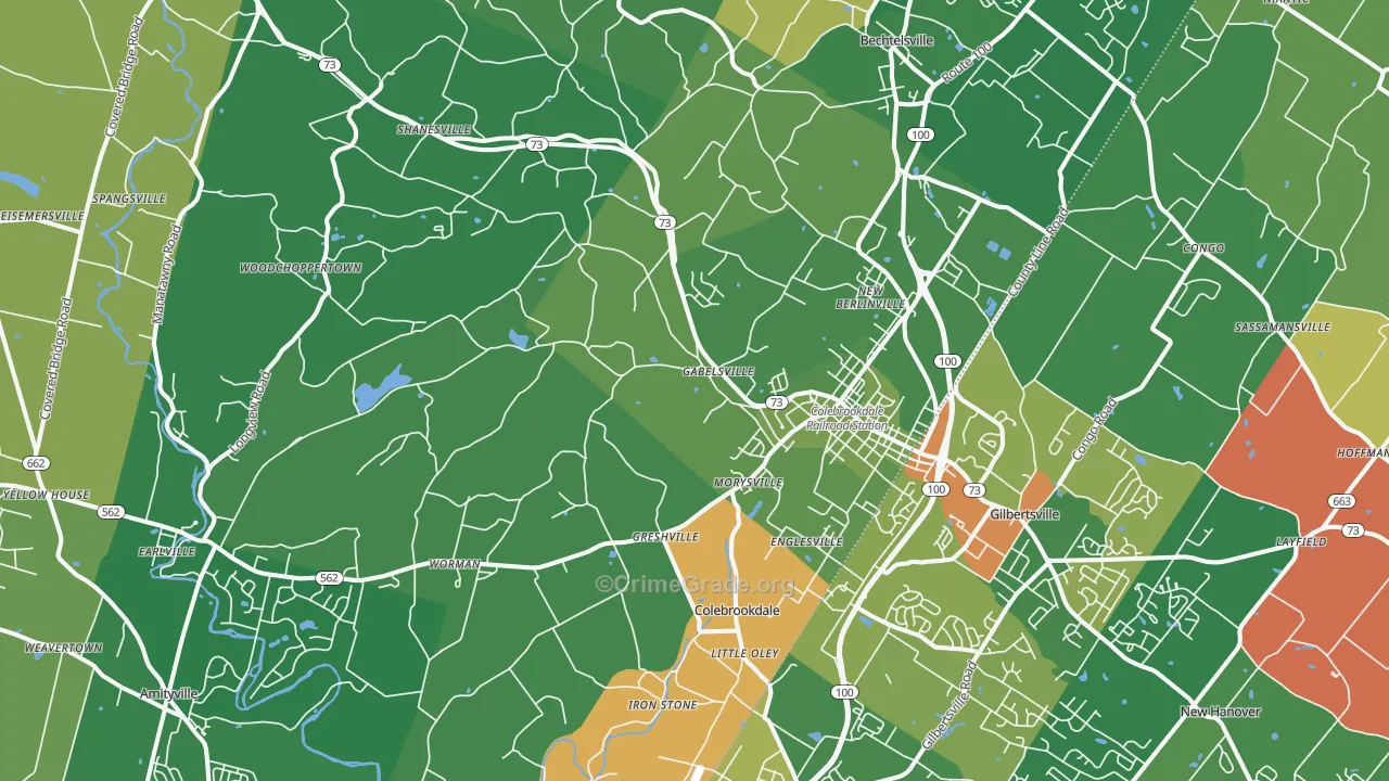 Boyertown, PA Map of Robbery Rates