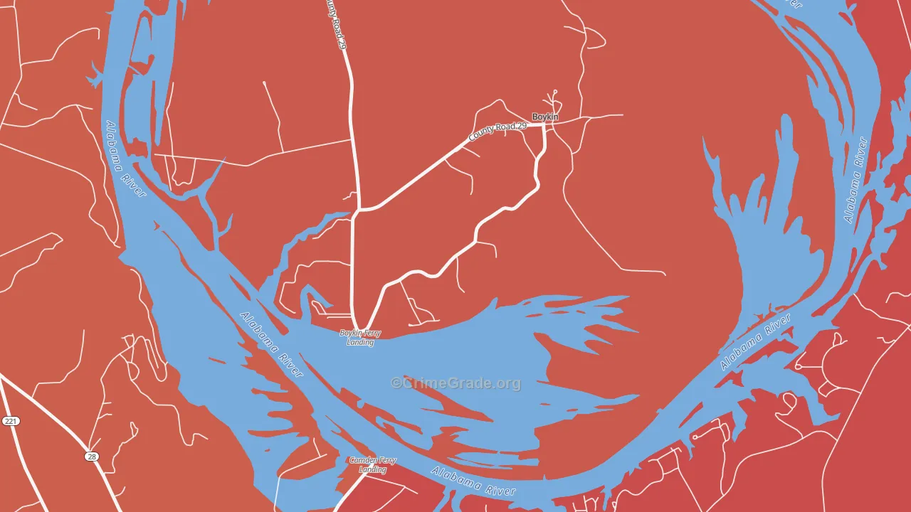Boykin, AL Map of Robbery Rates