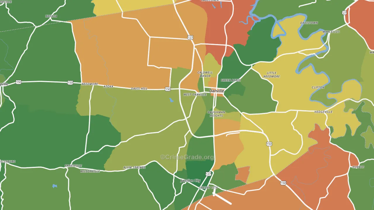 Boyle County, KY Map of Robbery Rates