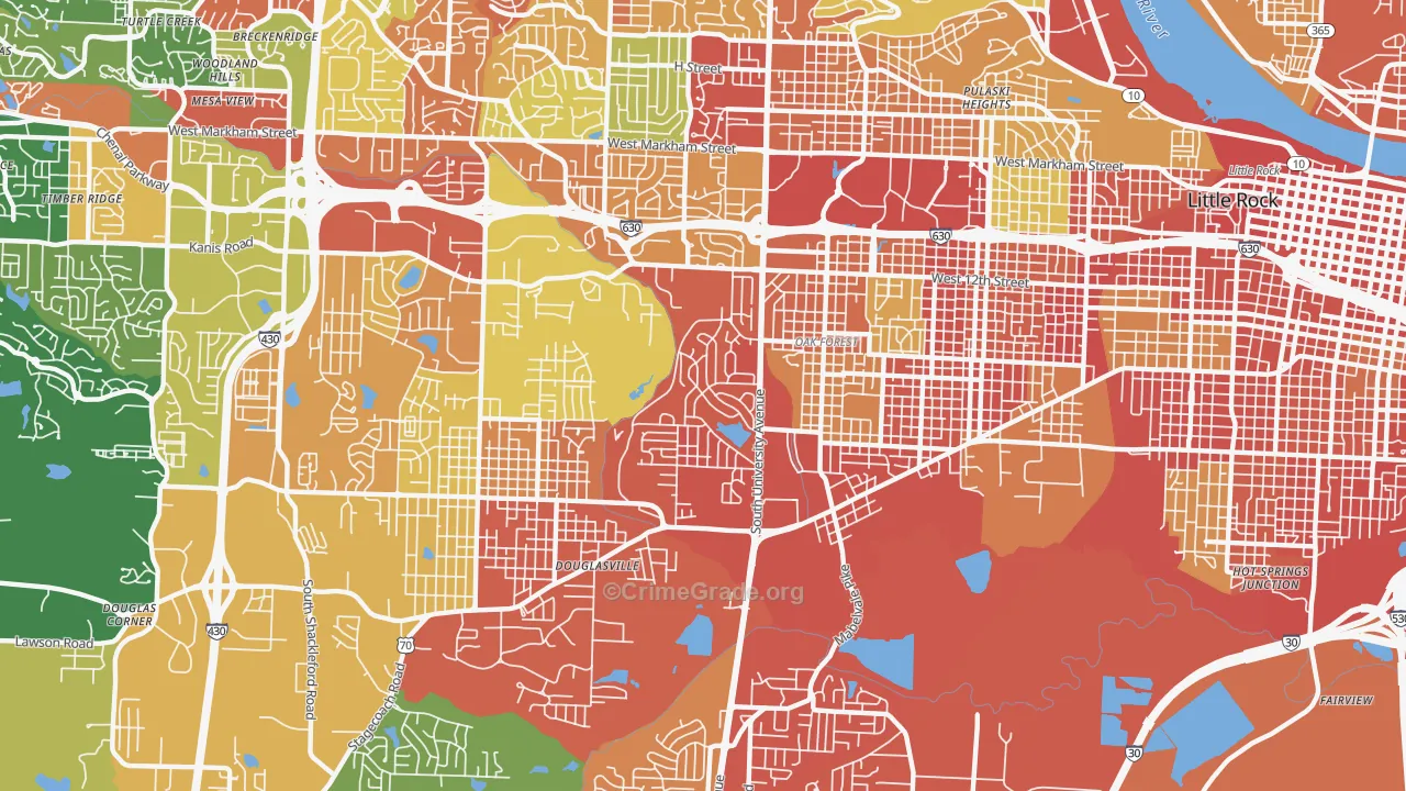 Boyle Park, Little Rock, AR Map of Robbery Rates