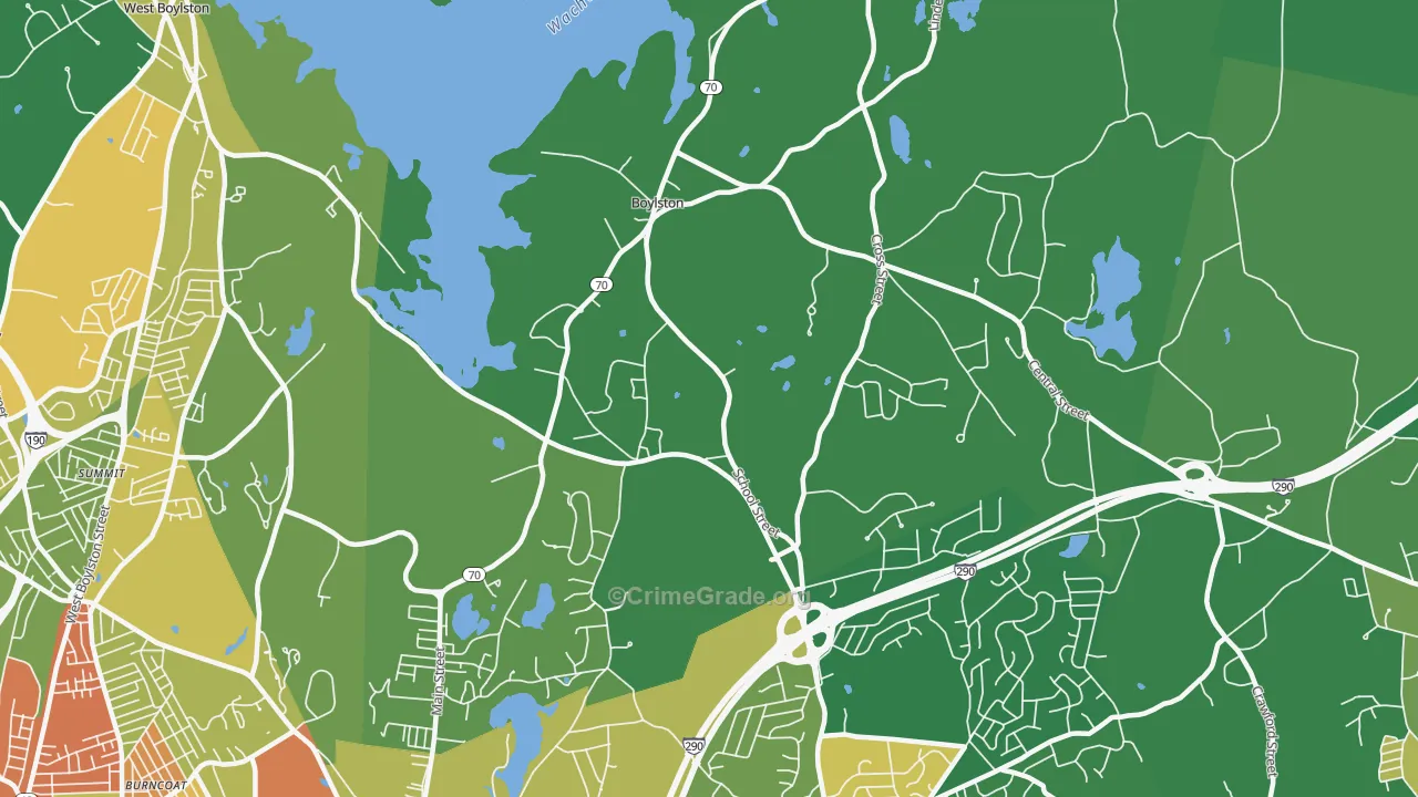 Boylston, MA Map of Robbery Rates