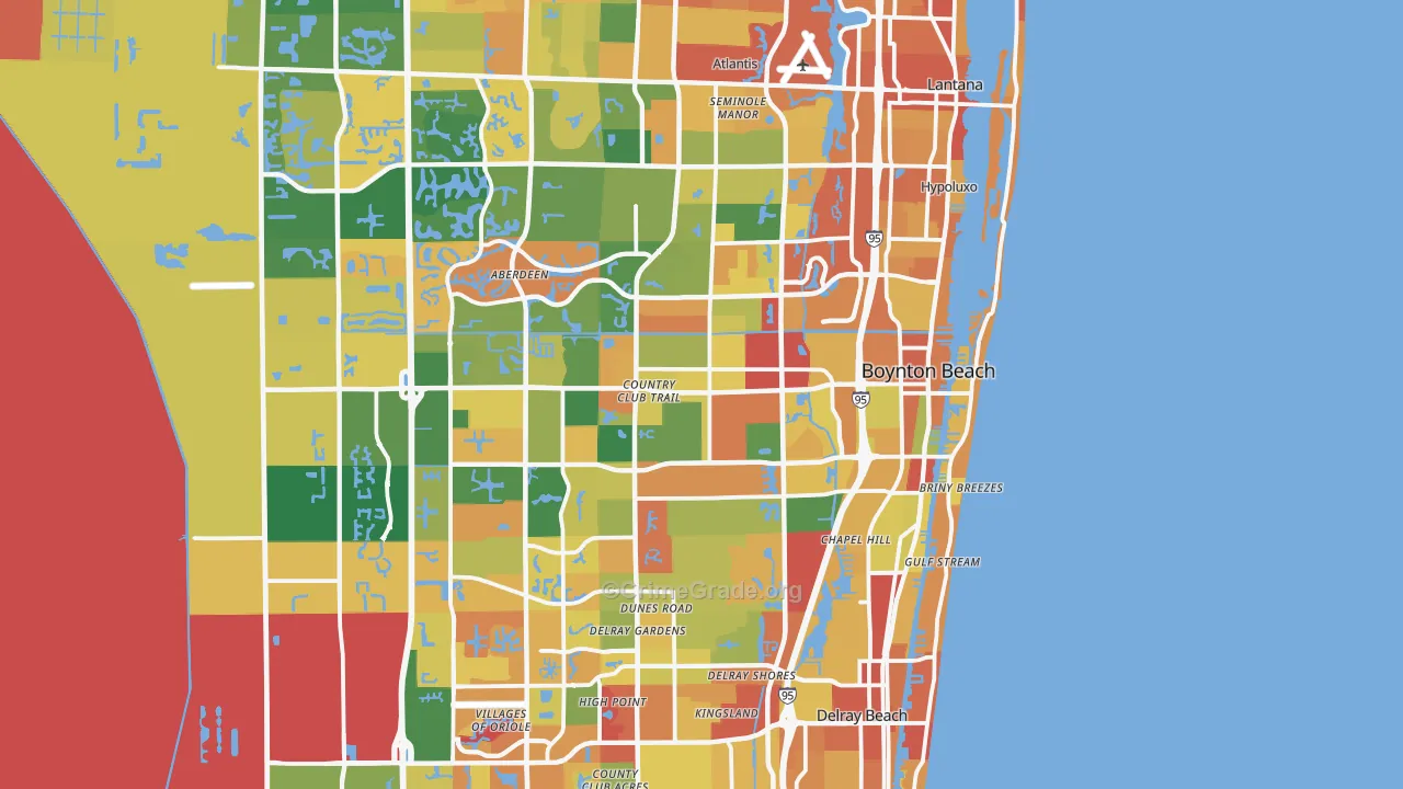 Boynton Beach, FL Map of Robbery Rates