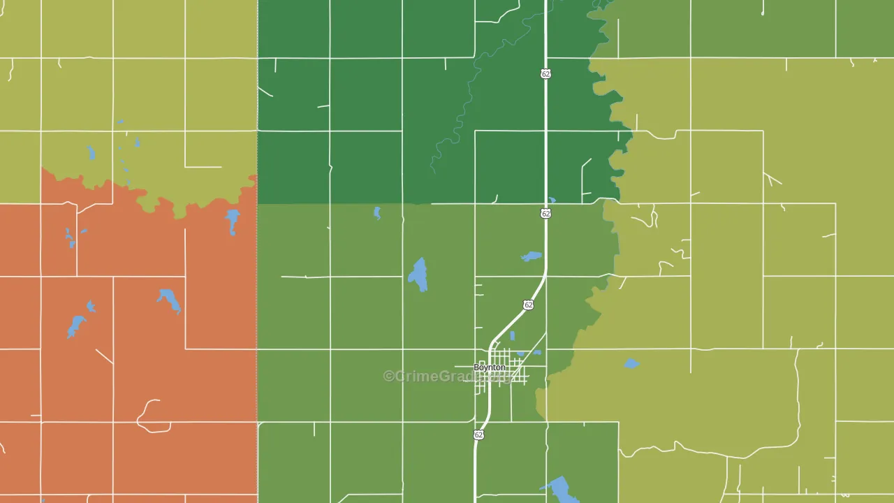 Boynton, OK Map of Robbery Rates