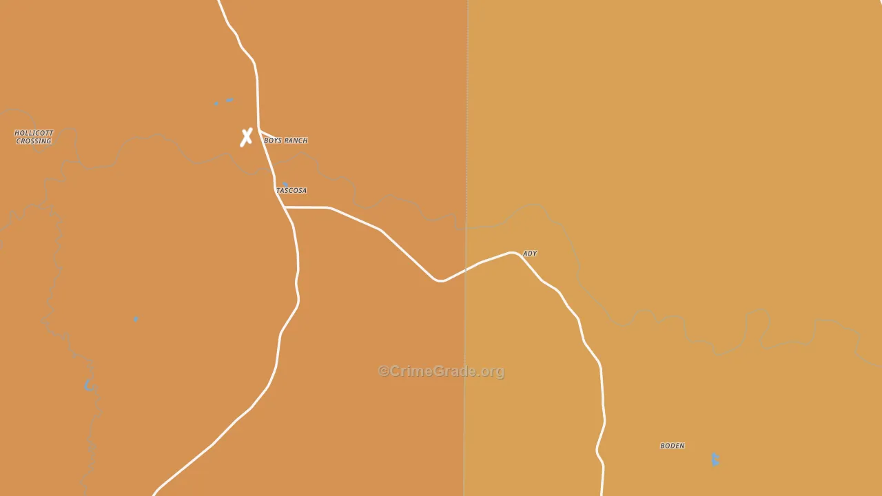 Boys Ranch, TX Map of Robbery Rates