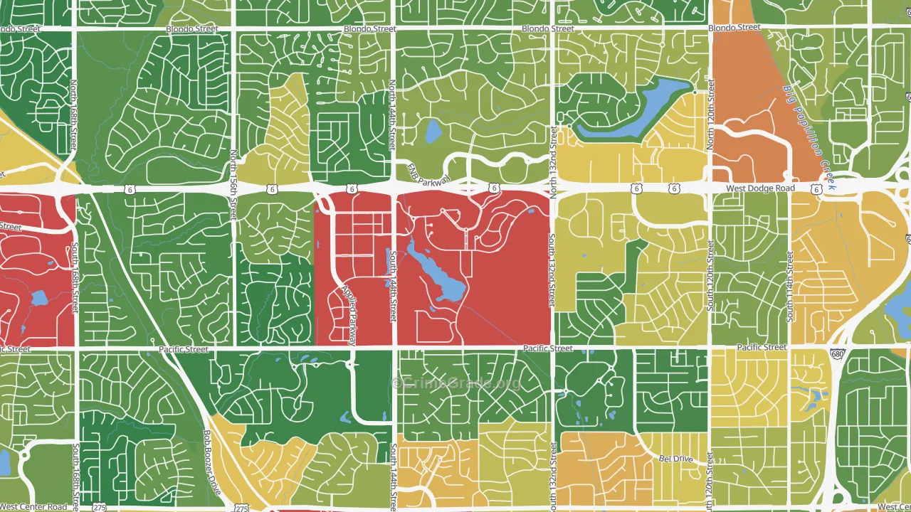 Boys Town, NE Map of Robbery Rates