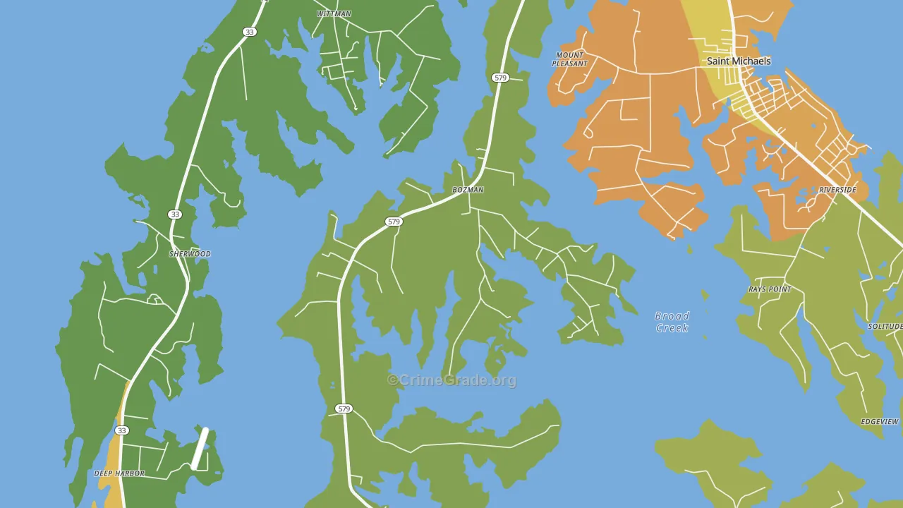 Bozman, MD Map of Robbery Rates