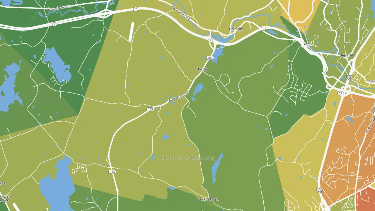 Bozrah, CT Map of Robbery Rates