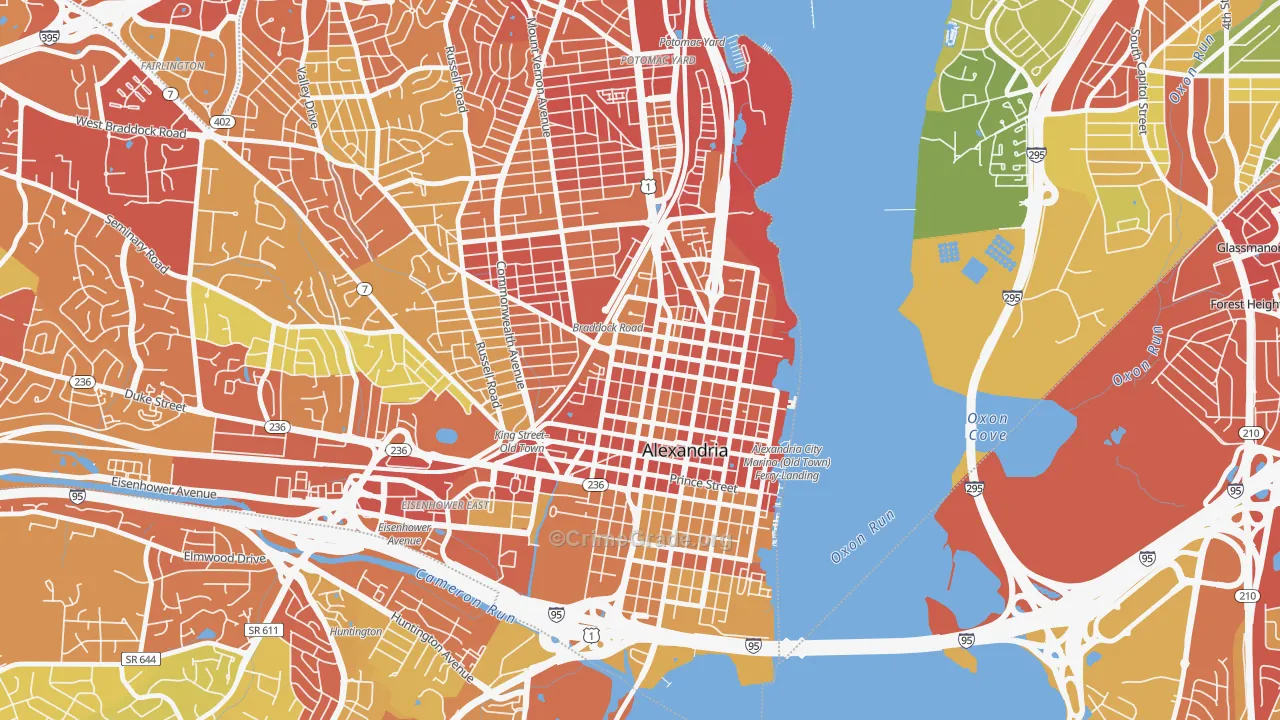 Braddock Road Metro, Alexandria, VA Map of Robbery Rates