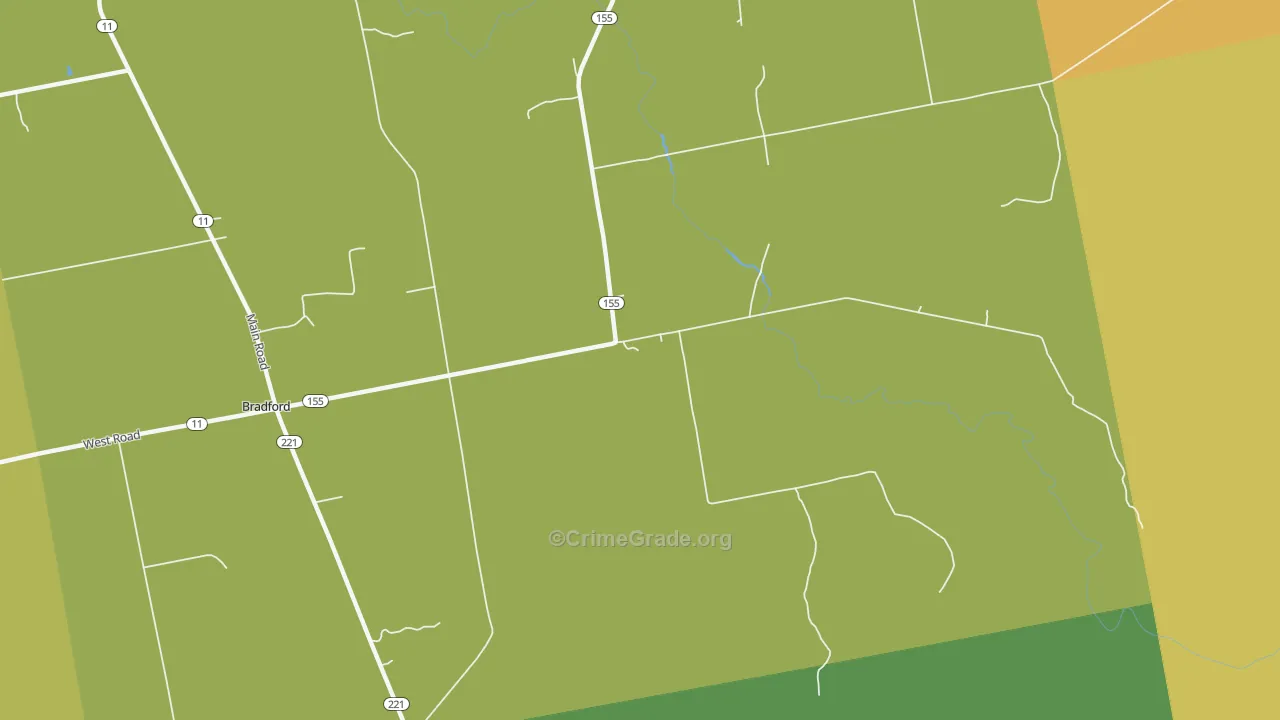 Bradford Center, ME Map of Robbery Rates