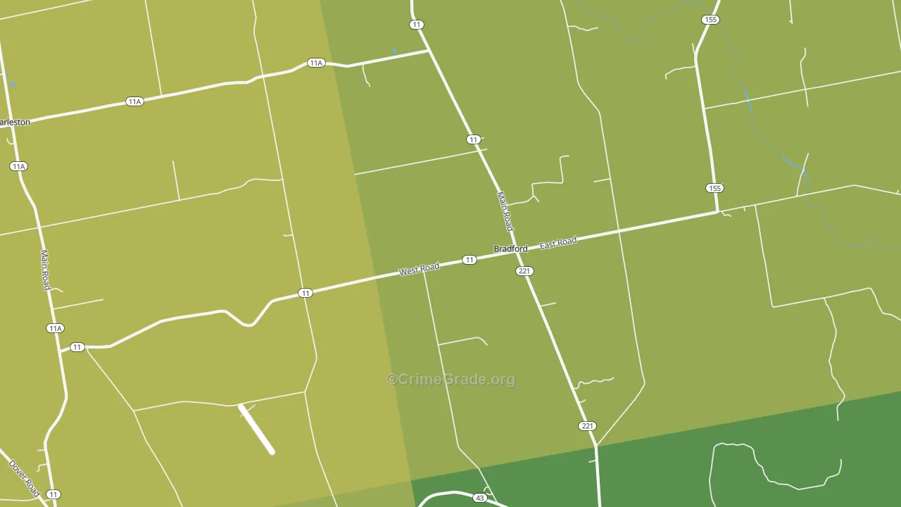 Bradford, ME Map of Robbery Rates