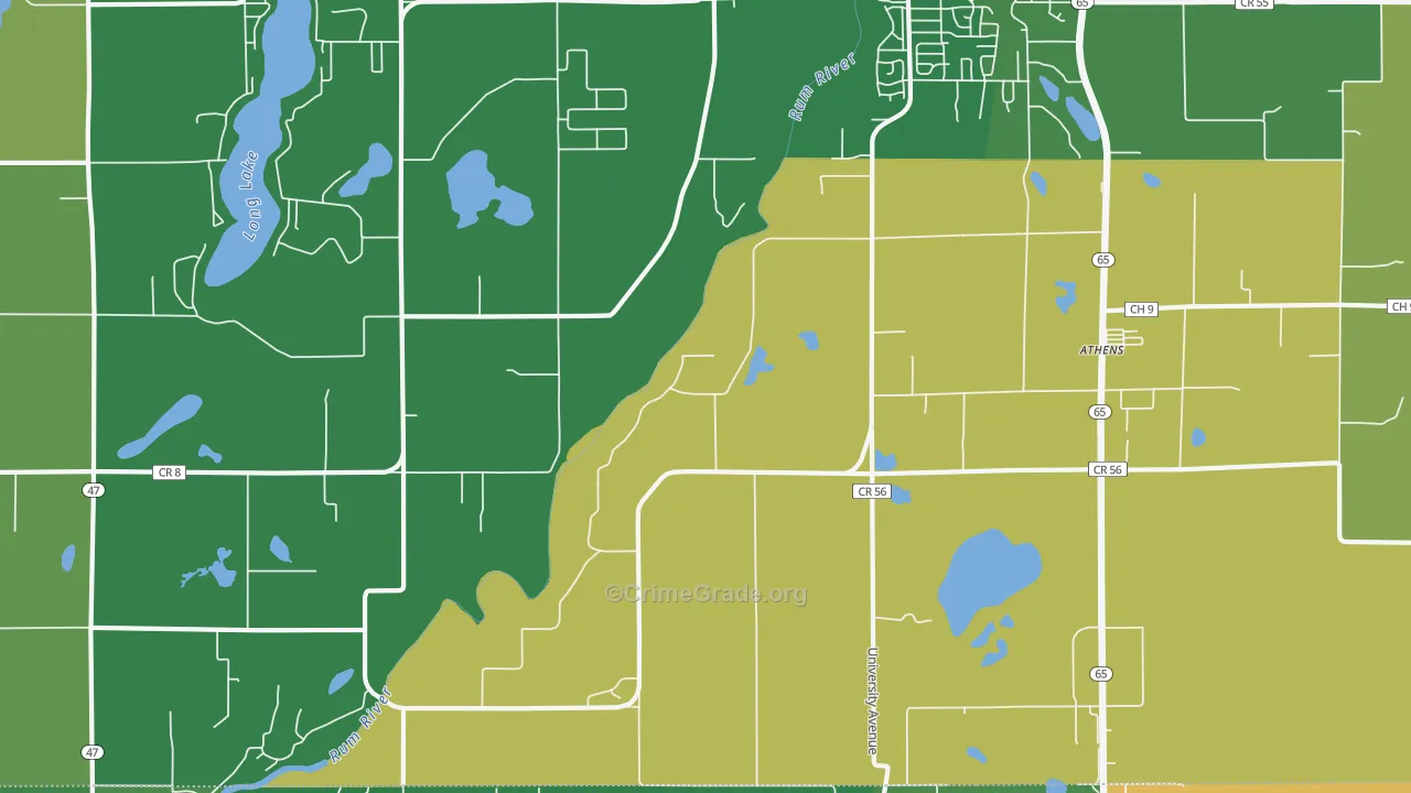 Bradford, MN Map of Robbery Rates