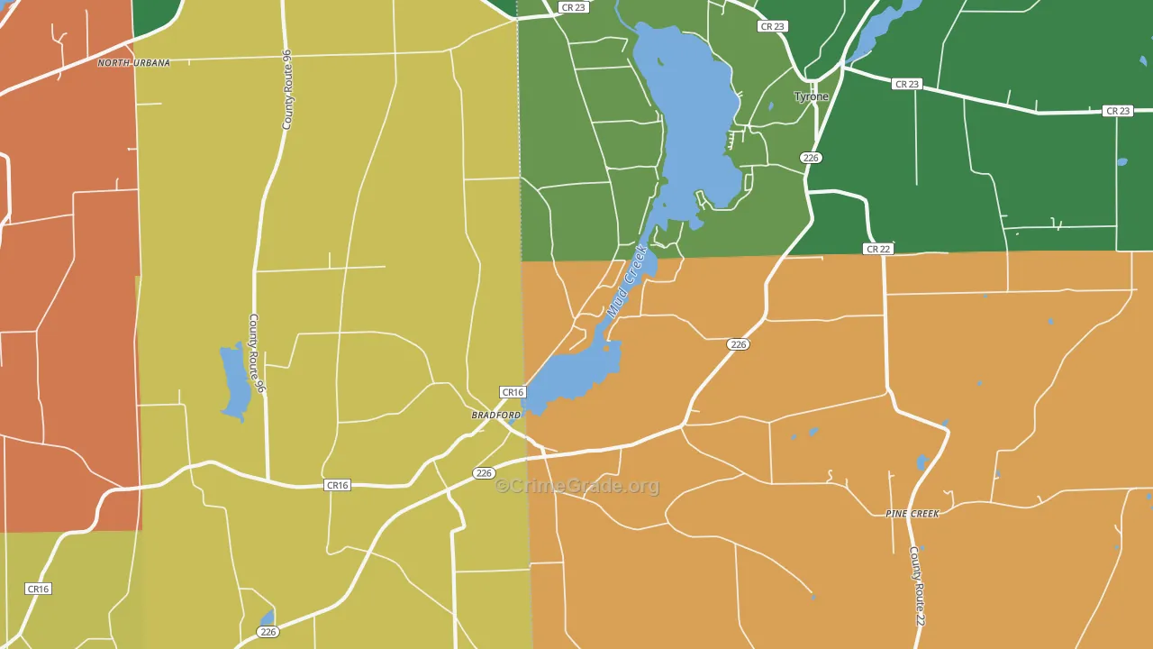 Bradford, NY Map of Robbery Rates