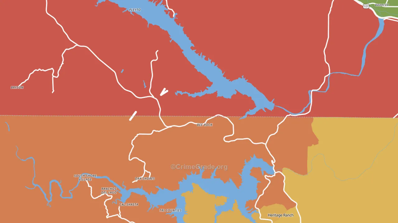 Bradley, CA Map of Robbery Rates