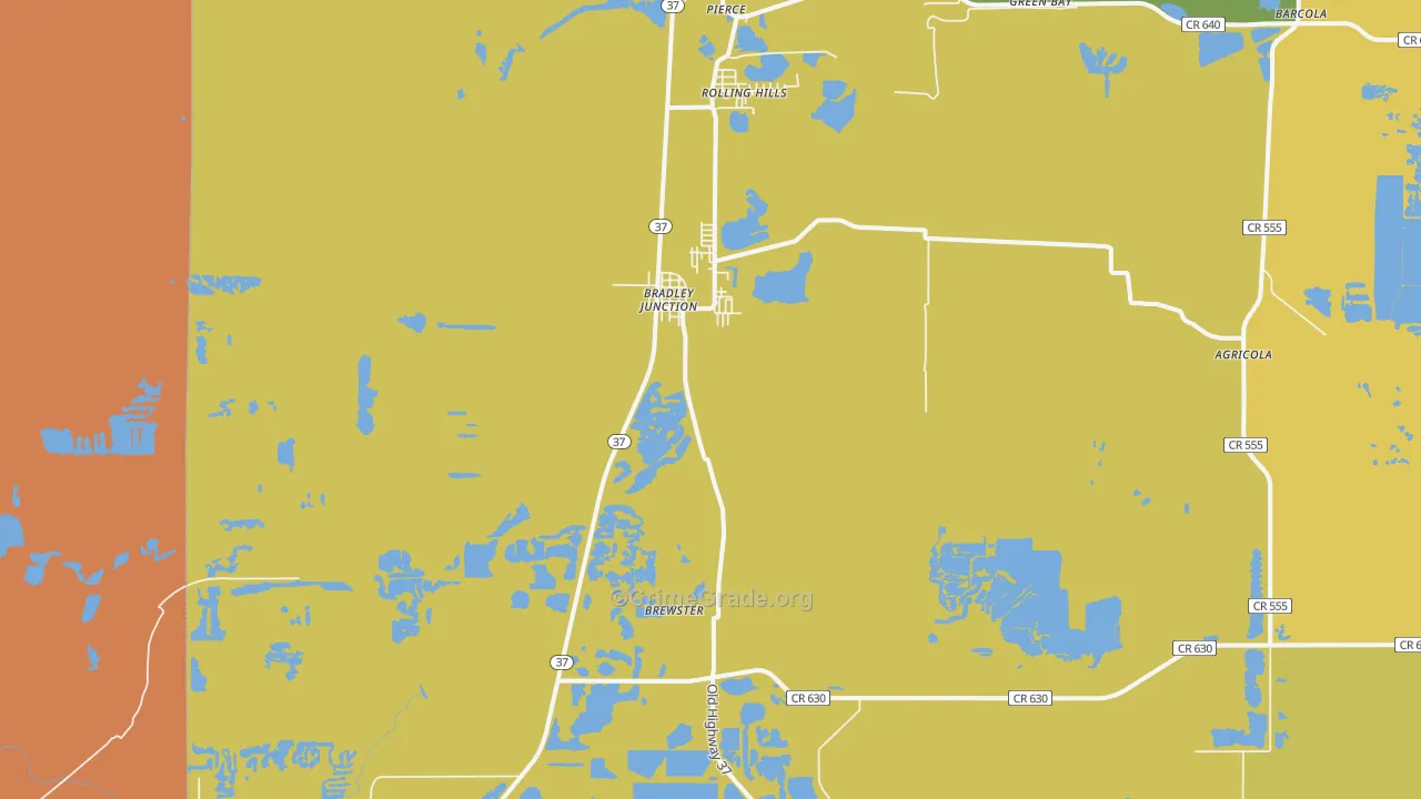Bradley, FL Map of Robbery Rates