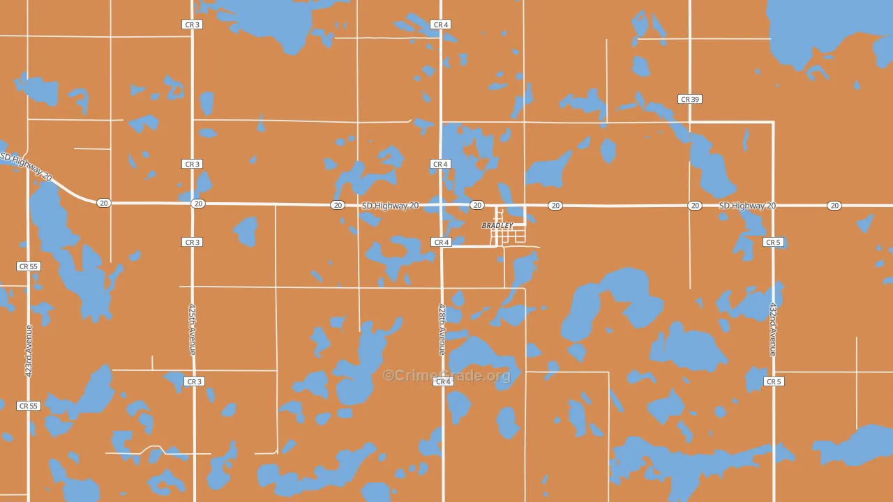 Bradley, SD Map of Robbery Rates