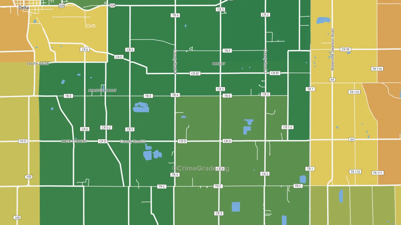 Brailey, OH Map of Robbery Rates