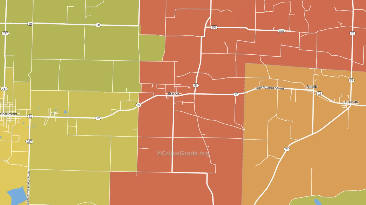Branch, AR Map of Robbery Rates