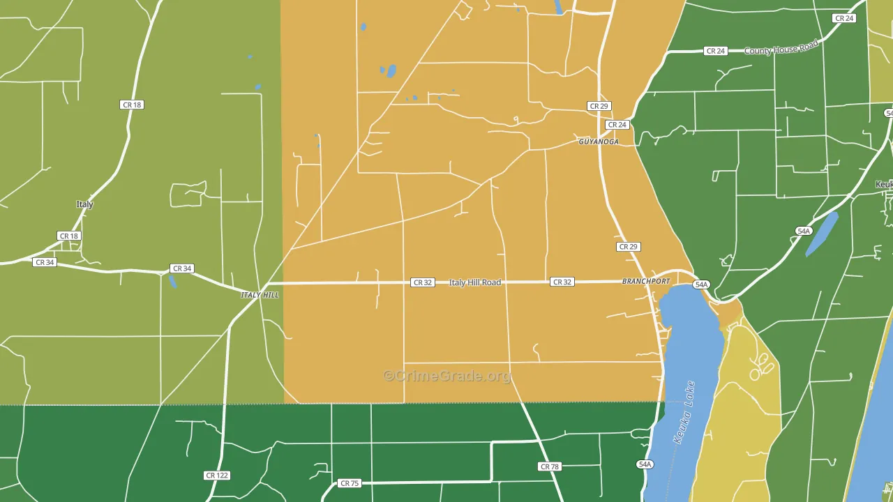Branchport, NY Map of Robbery Rates