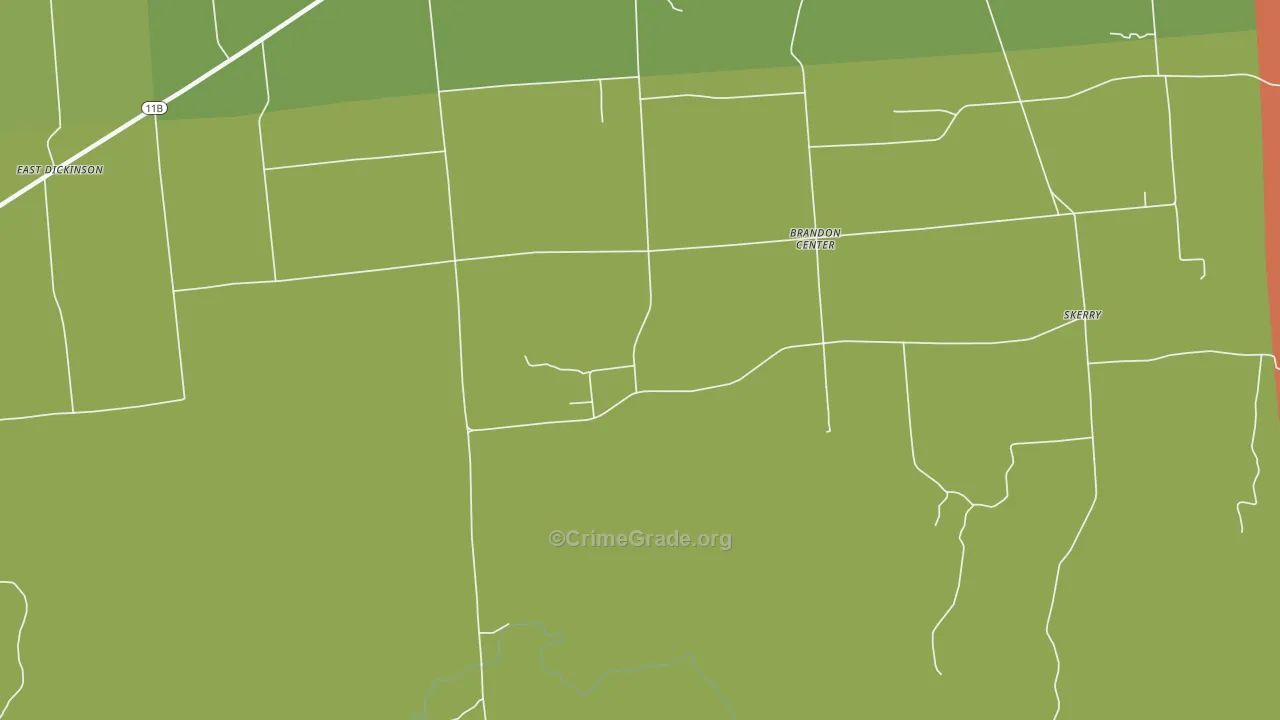 Brandon Center, NY Map of Robbery Rates