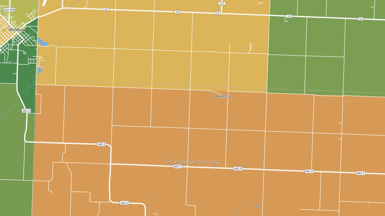 Brandon, MO Map of Robbery Rates