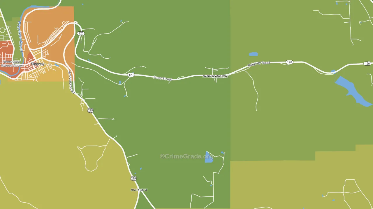Brandy Camp, PA Map of Robbery Rates