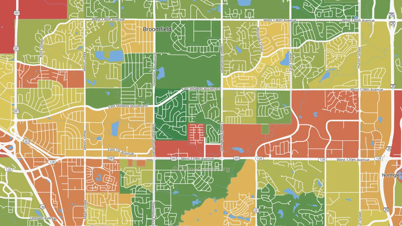 Brandywine, Broomfield, CO Map of Robbery Rates