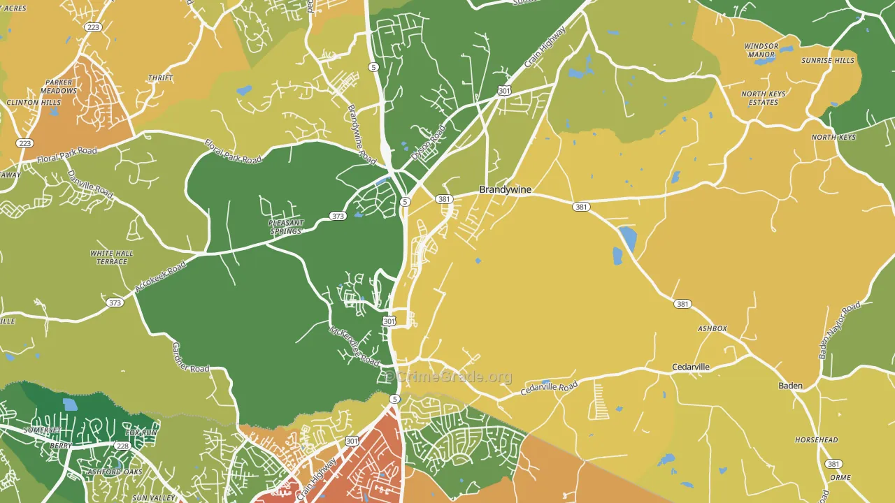 Brandywine, MD Map of Robbery Rates