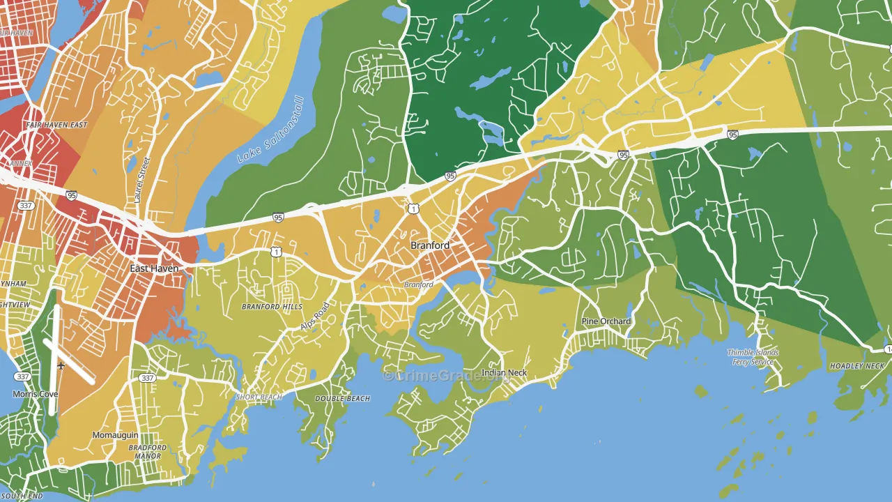 Branford, CT Map of Robbery Rates