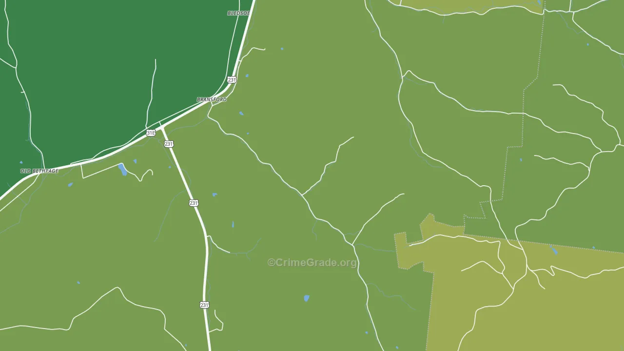 Bransford, TN Map of Robbery Rates