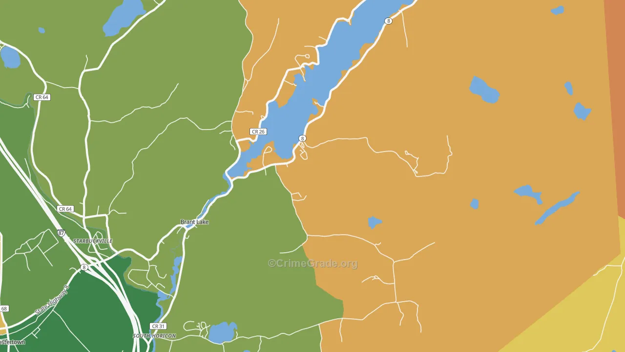 Brant Lake, NY Map of Robbery Rates