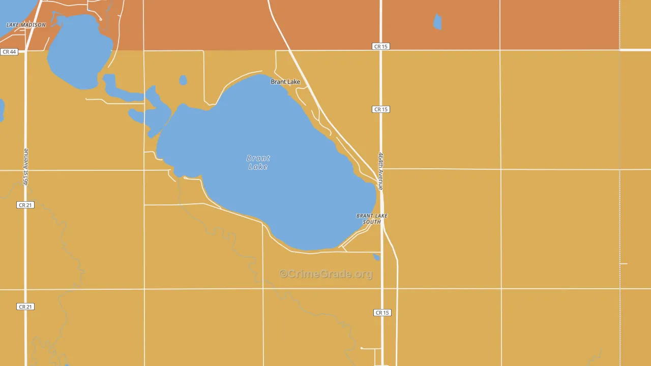 Brant Lake, SD Map of Robbery Rates