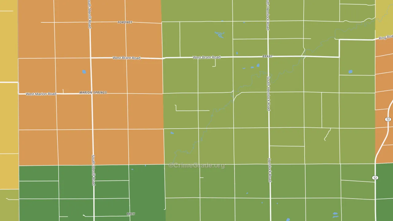 Brant, MI Map of Robbery Rates